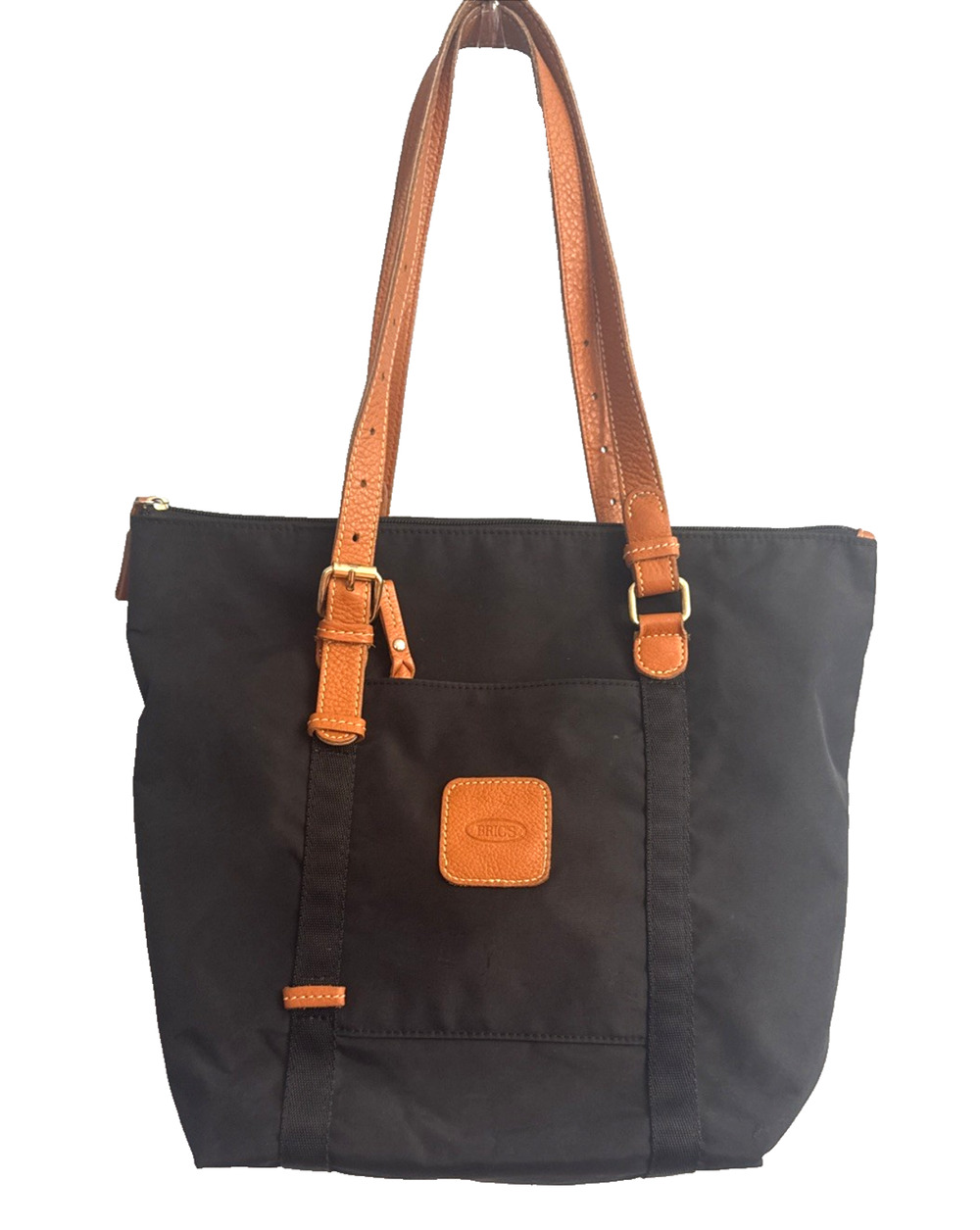 Bric's Milano X-Bag Large Nylon Tote Bag Tan Tuscan Leather Shoulder Black